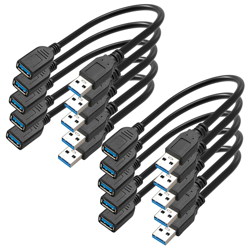 10 Pack 15cm USB 3.0 Male to Female Extension Cable 5Gbps for Laptop PC