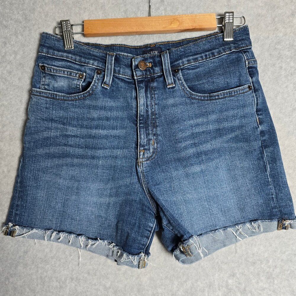 J. Crew Women’s 27 Medium Wash Denim Shorts Cuffed Raw Hem Festival Style