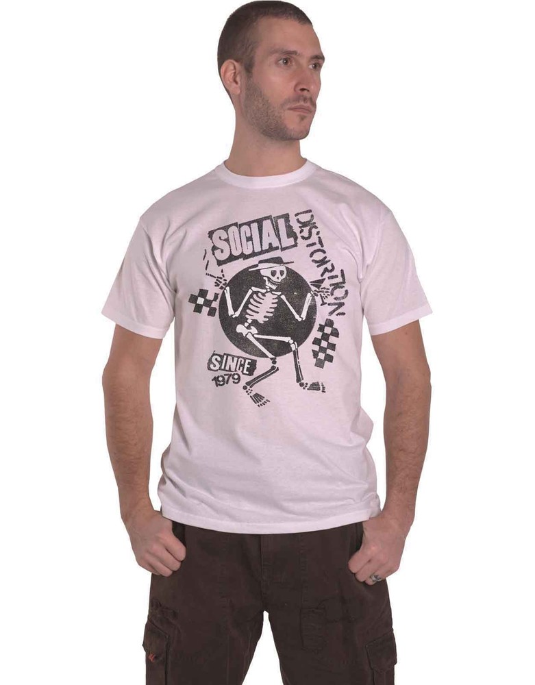 Social Distortion Speakeasy Checkerboard Band Logo Official White T-Shirt
