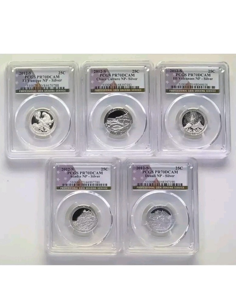 2012 S 5 Coin SILVER PCGS 70 Proof National Park Quarter Set
