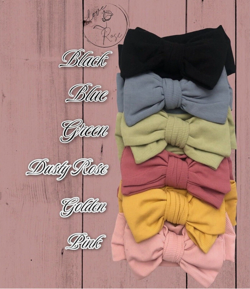 Soft Ribbed Cotton Baby Headband with Oversized Double-Layer Knotted Bow