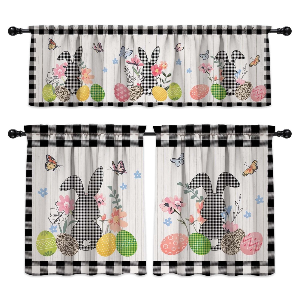 Easter Kitchen Curtains, Bunny Easter Decorations for the Home, Rod Pocket Wi...