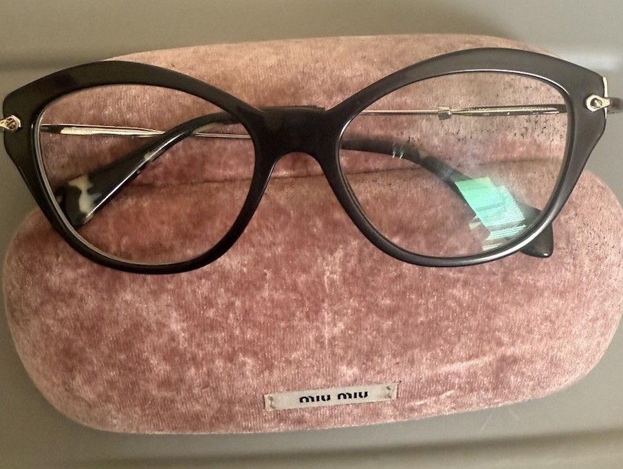 Miu Miu VMU 02O Cat Eyeglasses Women's Black Pink Tortoise Optical Frame