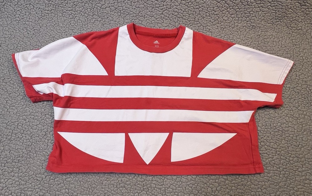 Adidas Originals Women's Large Logo Crop Top Womens Size XS Red And White