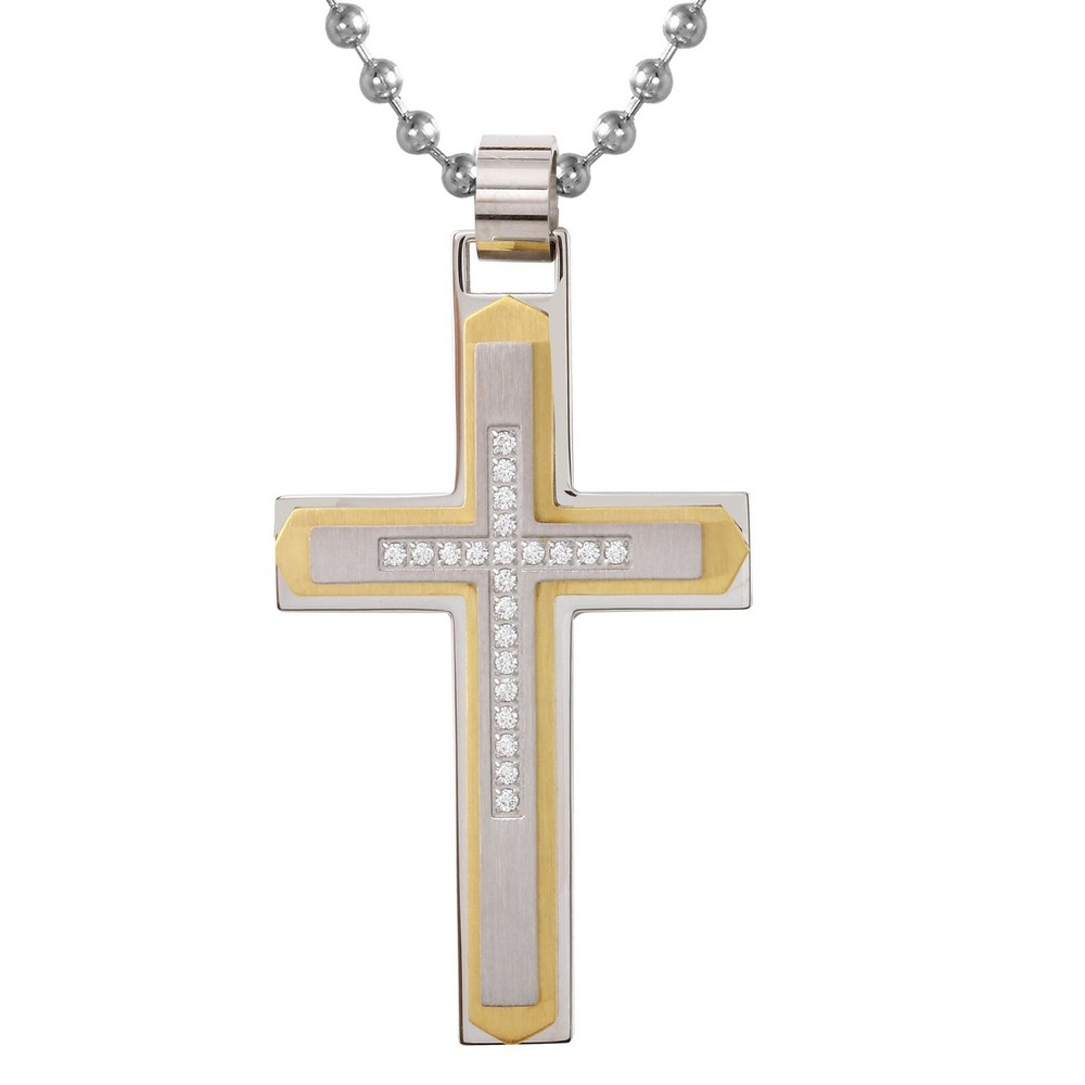 Signature GOLD SERIES III custom diamond cross pendant w/ chain included sstp885