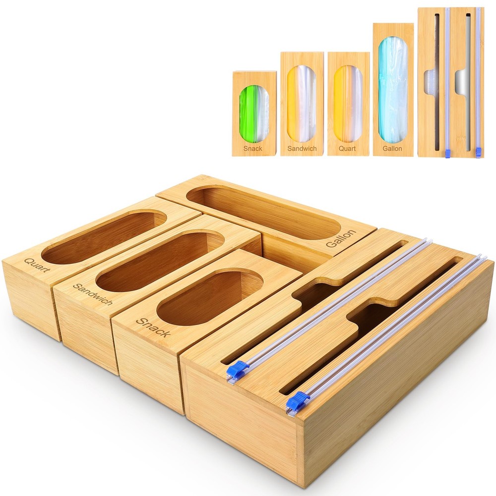 Individual Storage Bag Organizer for Kitchen Drawer, with Foil and Plastic Wr...