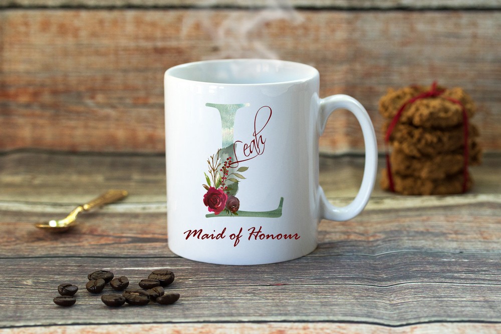 Maid Of Honour Mug Bridesmaid Mug Personalized Initial Mug Maid Of Honour Gift