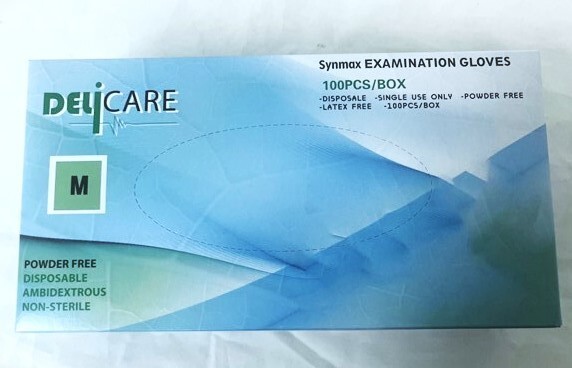 100 Vinyl Gloves Basically for Exam  Medium and multiple uses DELiCARE Synmax