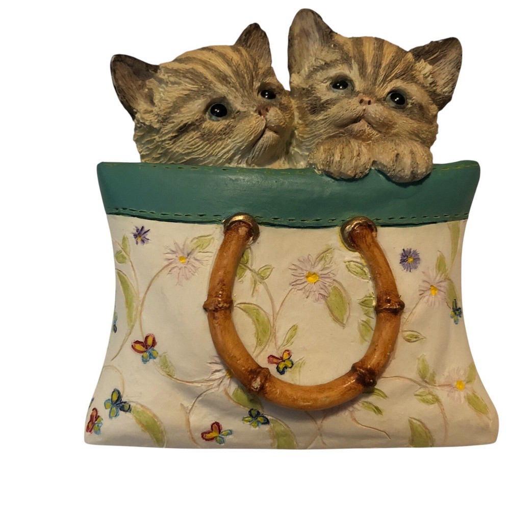 LENOX - Vintage 2005 “A Tote For Two” Two Kittens in a Tote Collectible Figurine