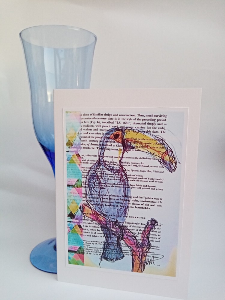 Toucan Gift Card from Original Watercolour and pen Drawing painting-image