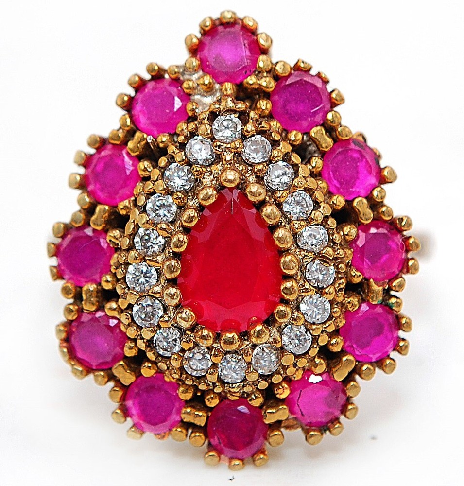 Vintage Ottoman-Inspired 2CT Treated Ruby 925 Sterling Silver Ring Size 8