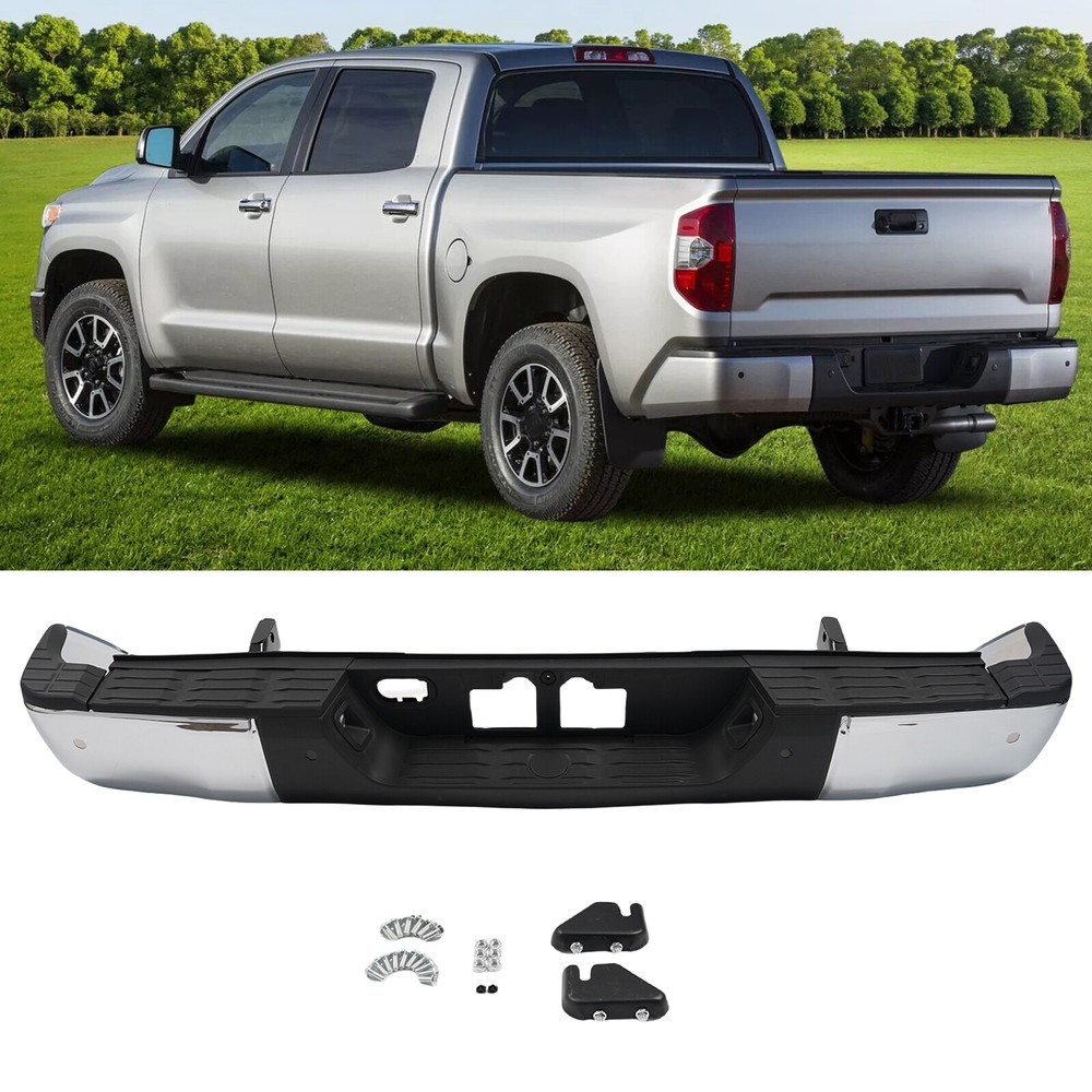 Chrome Rear Step Bumper Assembly for 2014-2021 Toyota Tundra w/ Park Assist NEW