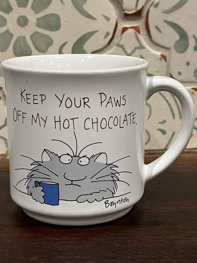 Vintage Sandra Boynton Cat Mug - Keep Paws Off My Hot Chocolate