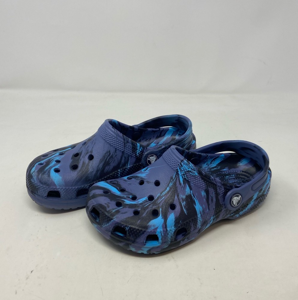 Crocs Kids Classic Marbled Tie-Dye Clog Navy/Multi J2 (Little Kid 2)
