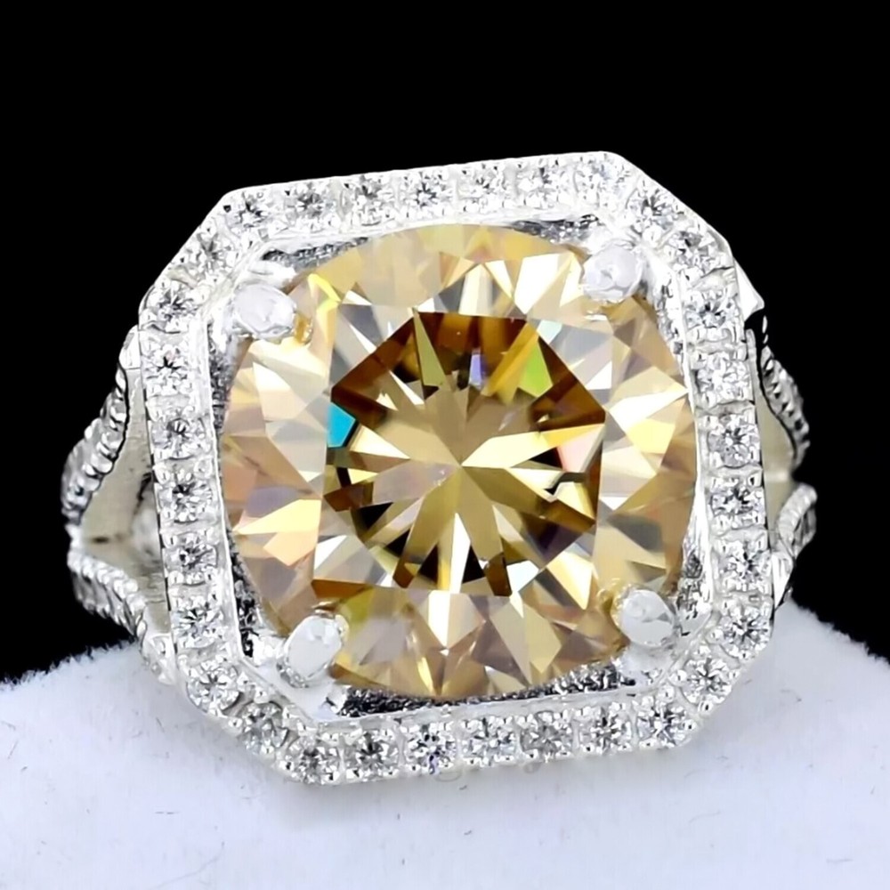 8.60 Ct Champagne Diamond Men's Ring in 925 Silver – July Anniversary Gift