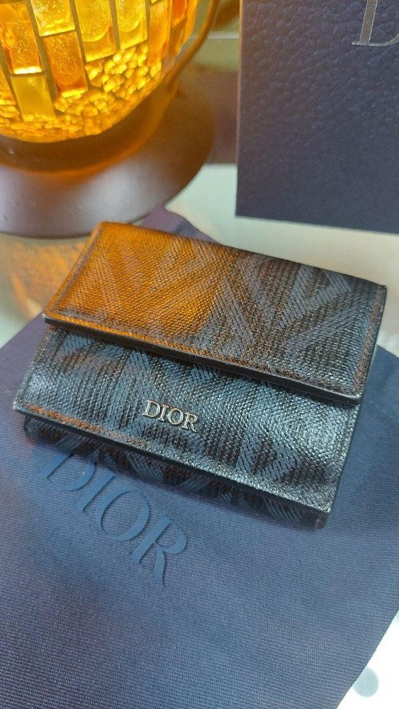 Dior Tri-Fold Black Leather Wallet for Men
