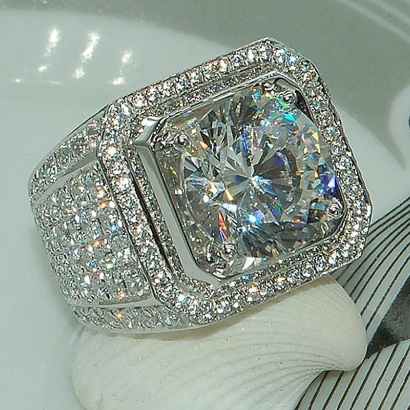 Bling Iced Out Hip Hop Ring Men Women Zircon Rhinestone Party Jewellery Gift