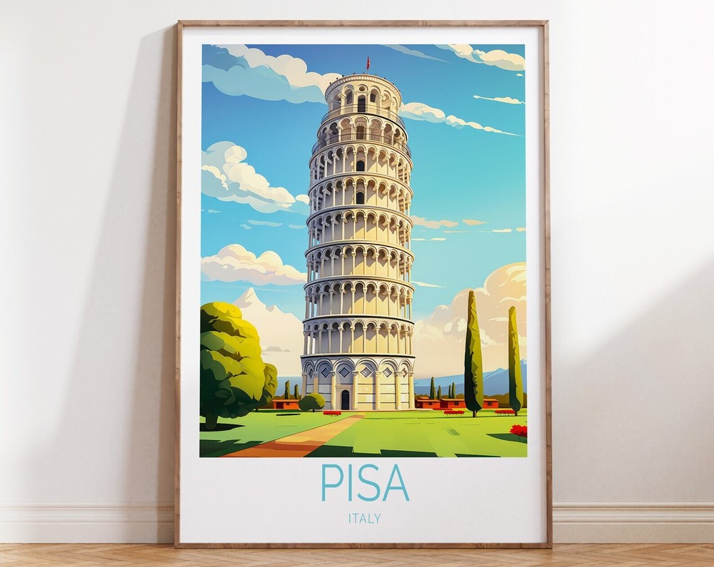 Pisa Travel Poster Italy Travel Poster Pisa Tower Travel Wall Art Pisa Italy