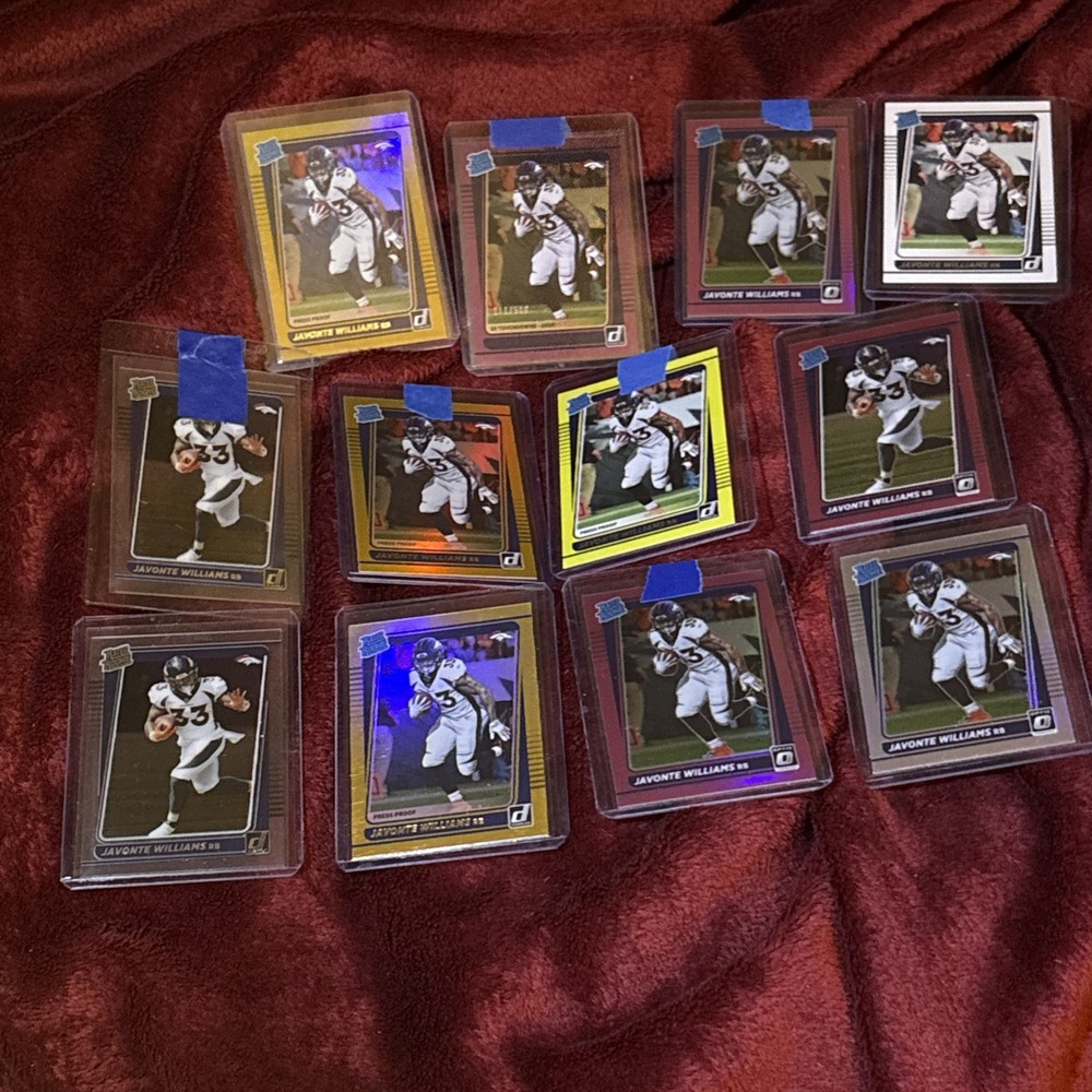 2021 Donruss Javonte Williams Rated Rookie Lot of 12 Cards with Purple Prizm /500