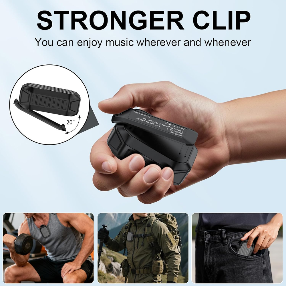Wearable Bluetooth Speaker IPX7 Waterproof Outdoor Speakers Clip-On Wireless TWS