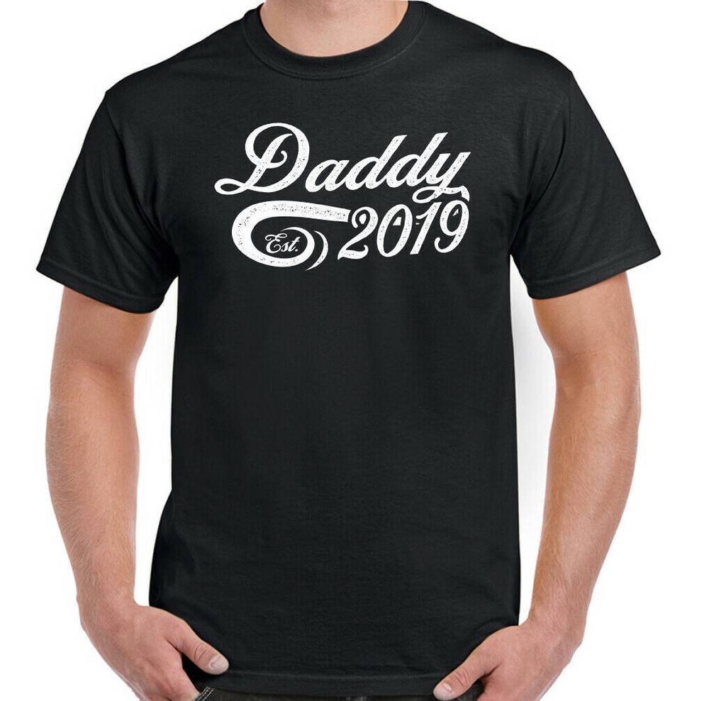Fathers Day Daddy T-Shirt Est 2019 Mens Funny Christening New Baby Gift Girl Boy-image