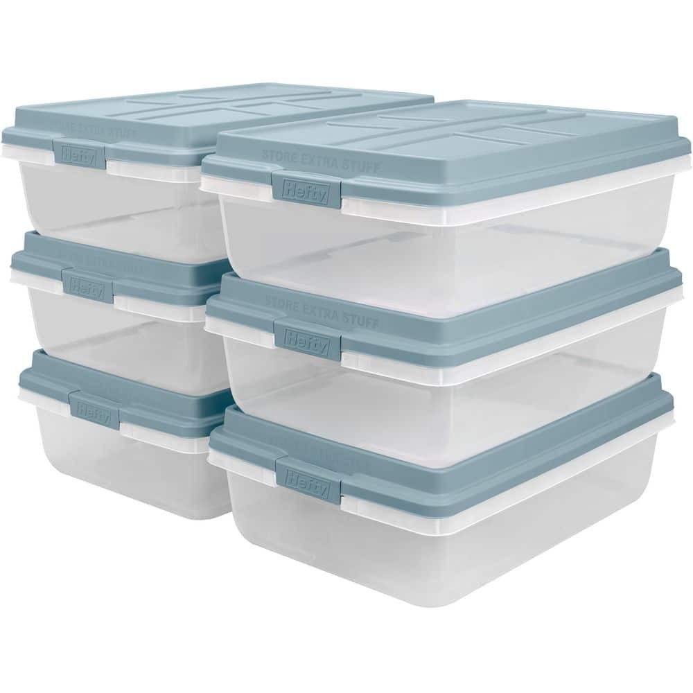 40 Qt Clear Hi-Rise Storage Bin Set of 6 for Organized Spaces