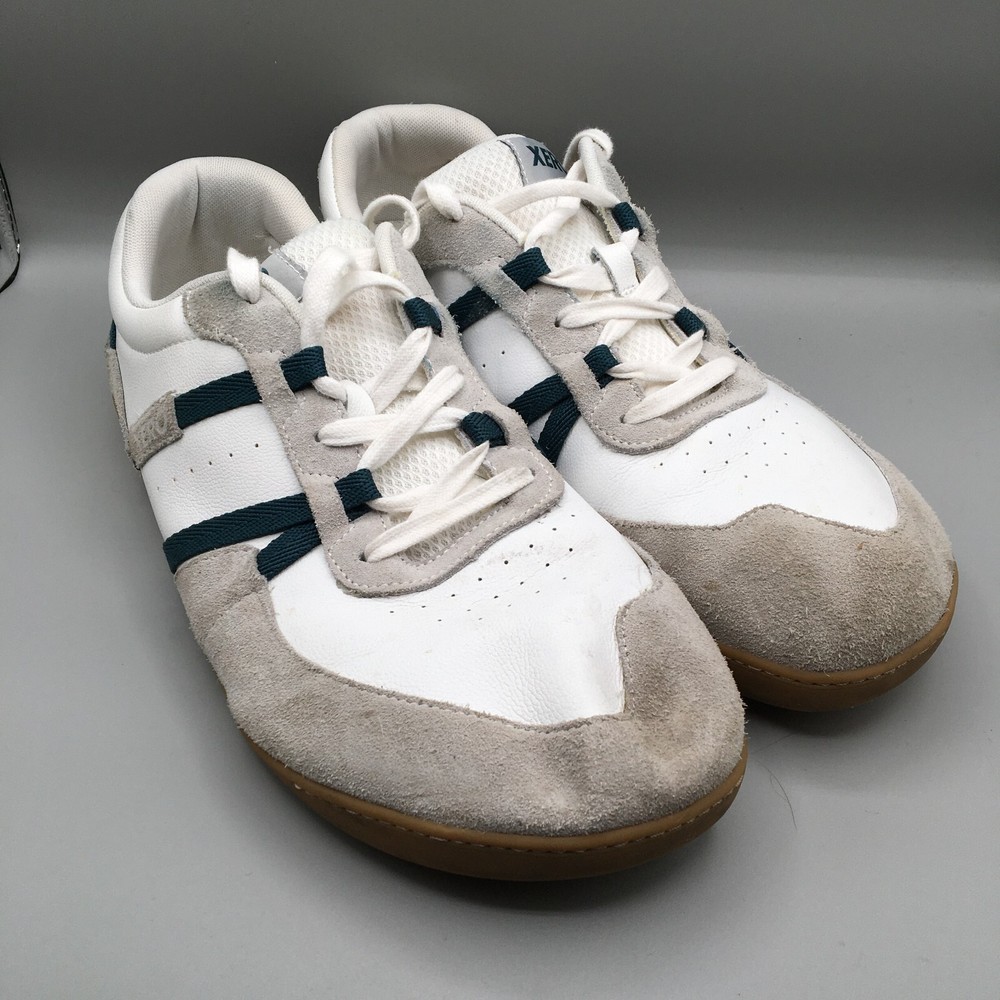 XERO Kelso Barefoot Shoes Mens 14 White/ Blue Sneaker Zero Drop Suede