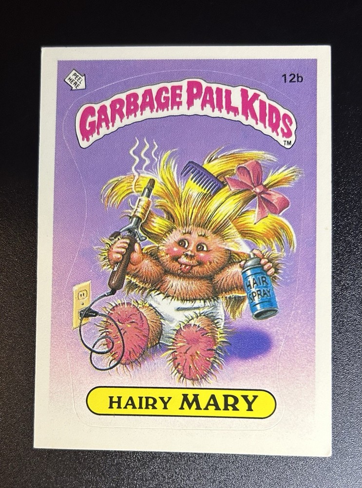 1985 Topps Garbage Pail Kids 1 Series Hairy Mary 12b Permit Not To Do Homework