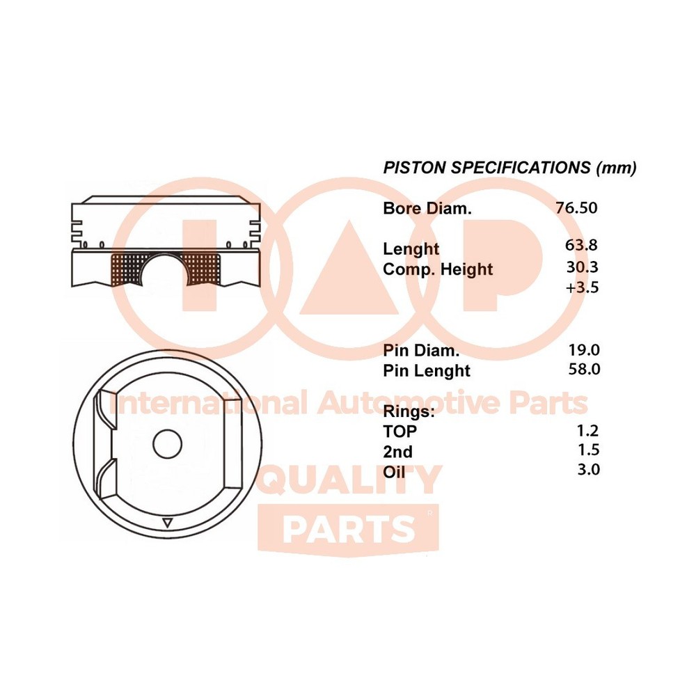 IAP QUALITY PARTS Complete Piston Series 100-03099 for DAIHATS - Upgrade 050