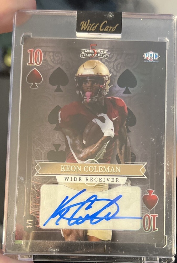 1/1 AUTO Keon Coleman Wildcard 5 Card Draw Black 10 Of Spades