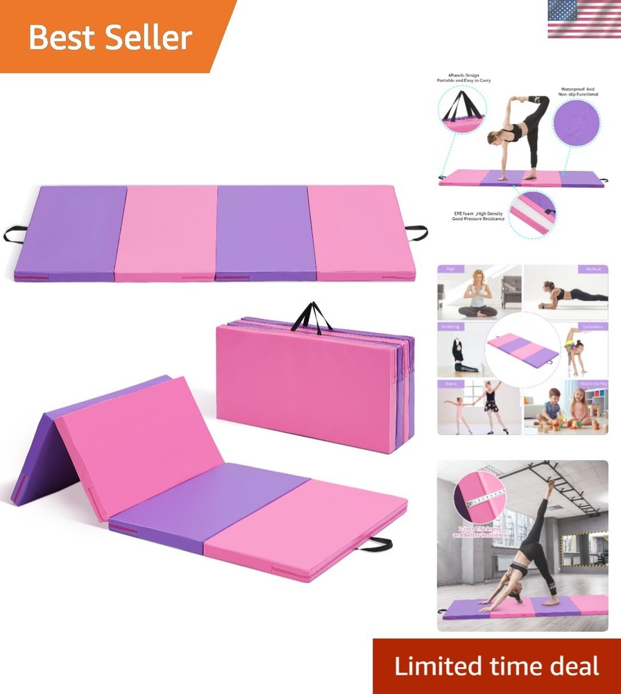 High-Density Foam Exercise Mat 6'x3'/4'x8'' - Non-Slip for All Activities