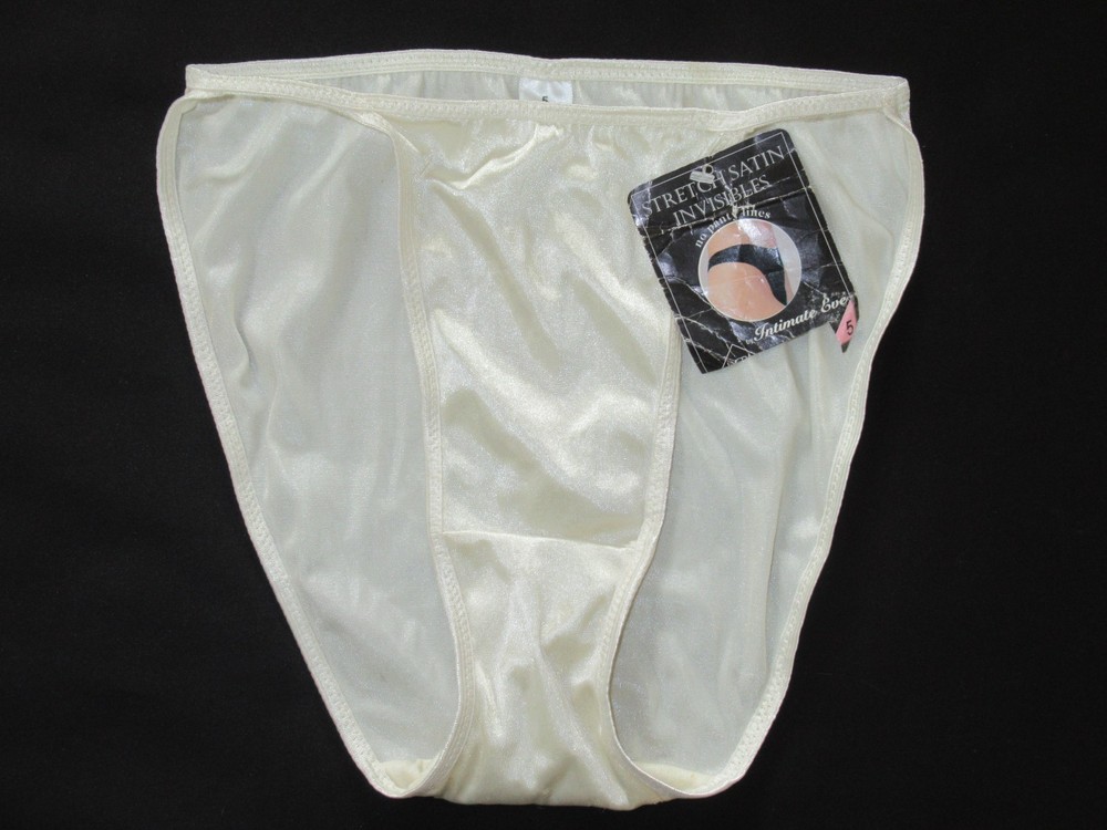 VTG St. Eve INVISIBLES Y2K STRING BIKINI size S Panties ivory satin stretch NWT