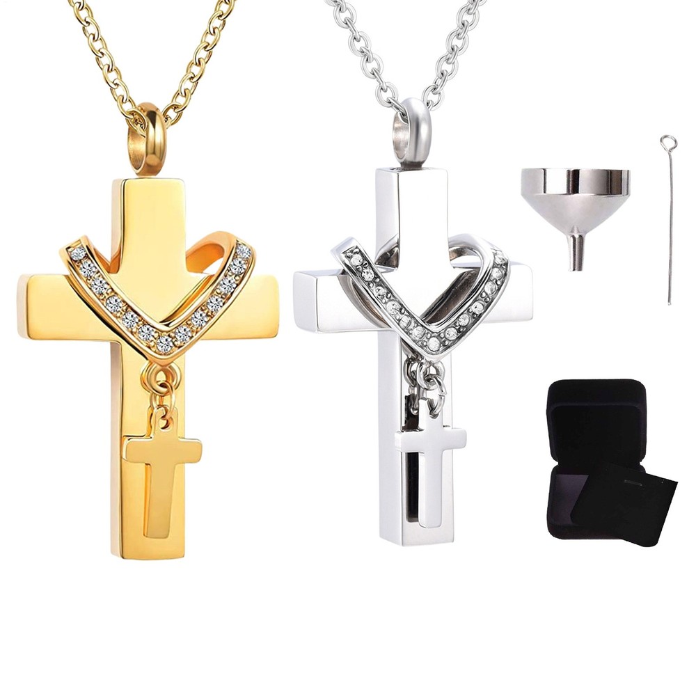 Cross Urn Necklace For Ashes Cremation Pendant Memorial Keepsake Jewelry