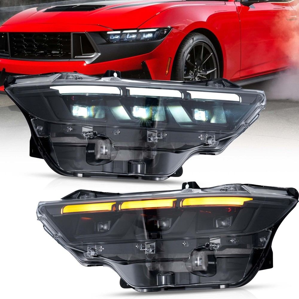 VLAND FULL LED Headlight DRL For Ford Mustang 2023-2025 W/Animation Assembly Set