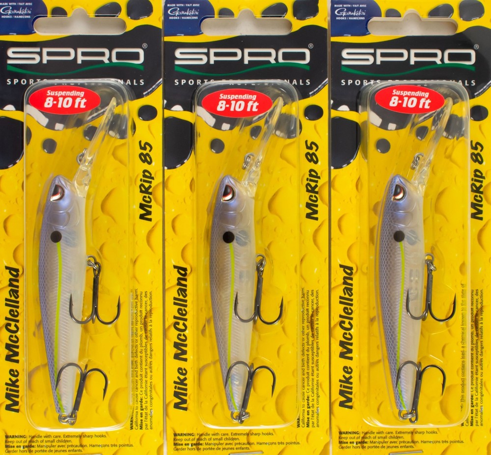 (LOT OF 3) SPRO MCRIP 85 JERKBAIT 1/2OZ SMR85BBD #01 BLUE BANDIT L4355