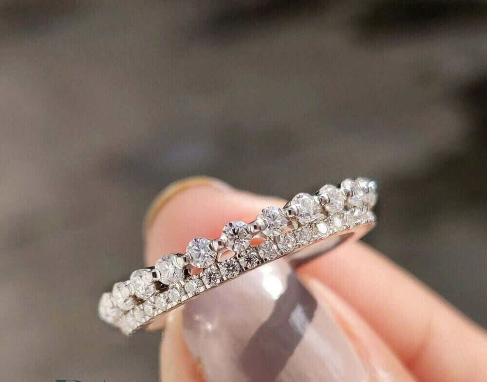 10K White Gold Eternity Tiara Ring with 2.1ct Simulated Diamonds-image