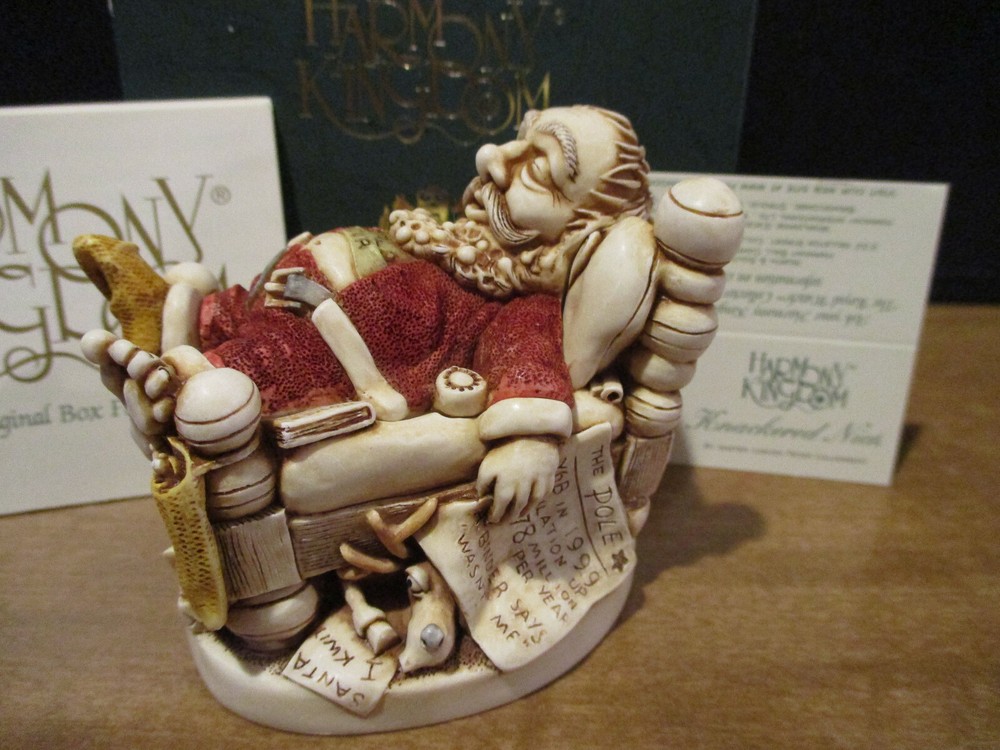 Christmas Sale Harmony Kingdom Knackered Nick Santa Resting UKMade Box Figurine-image