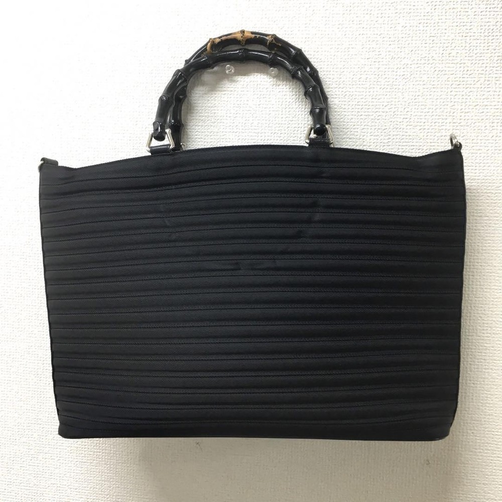 Gucci Bamboo Black Leather A4 Business Shoulder Bag New