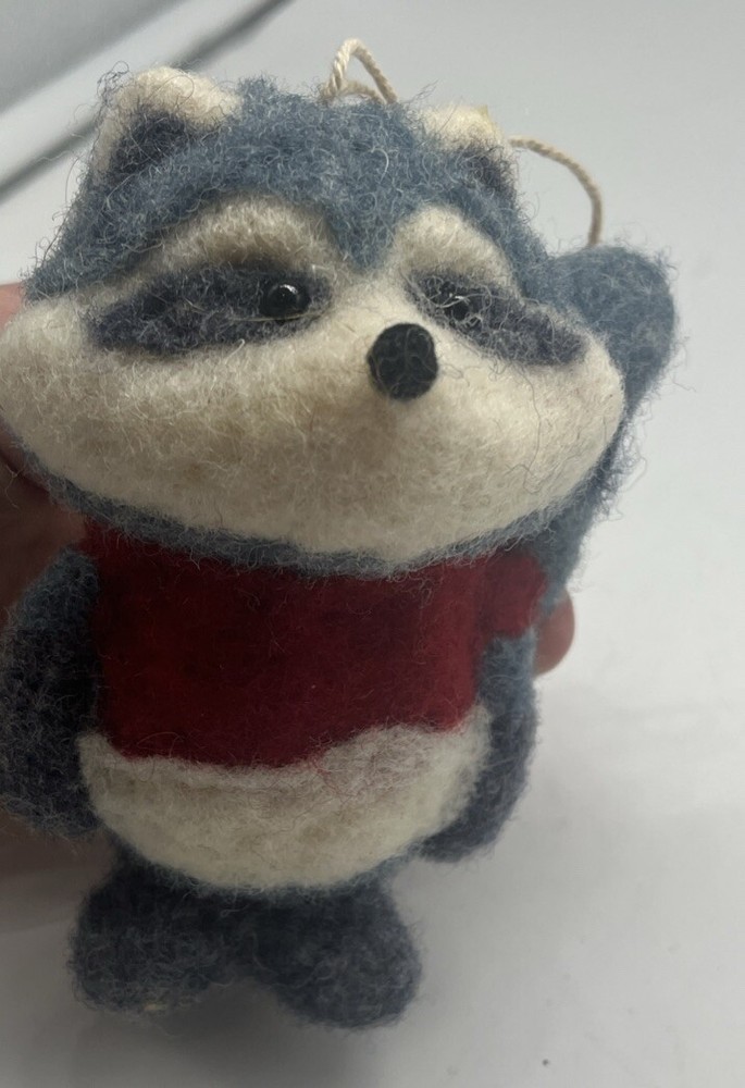 3” Felted Raccoon Animal Ornament