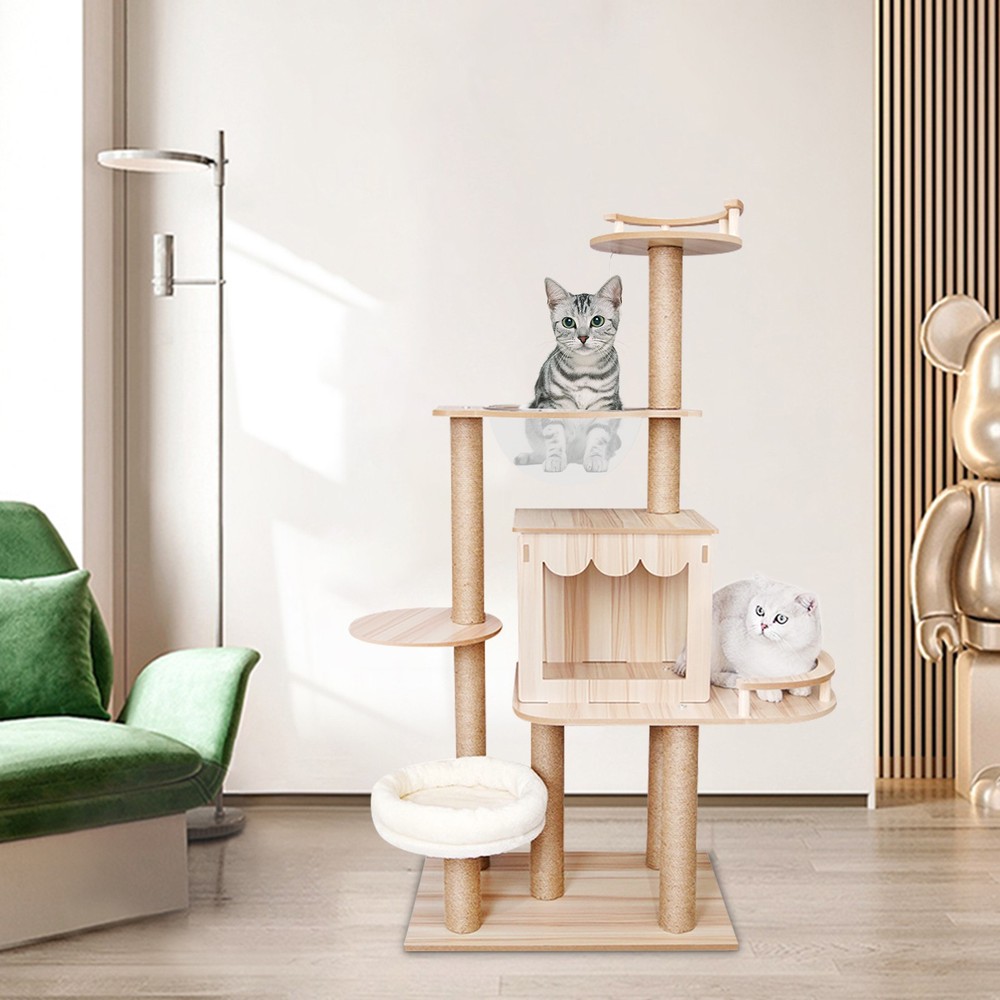 Luxury Cat Tower with Scratching Post and Activity Center for Kittens