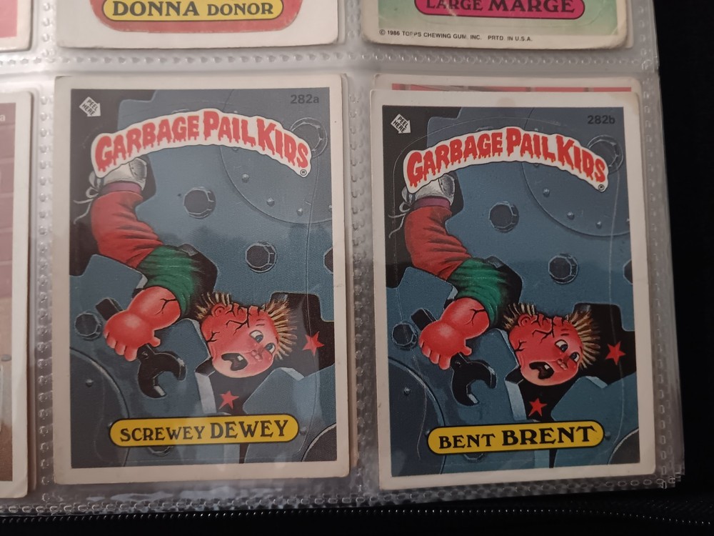 1987 Garbage Pail Kids OS7 #282a+b Screwey Dewey Bent Brent Grade 8.5