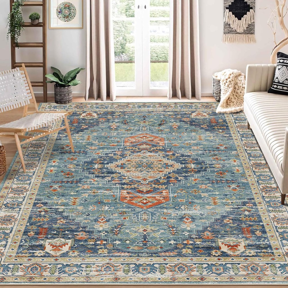 Area Soft Rugs 8x10 Washable Non Slip Boho Floor Rugs for Living Room Bedroom...