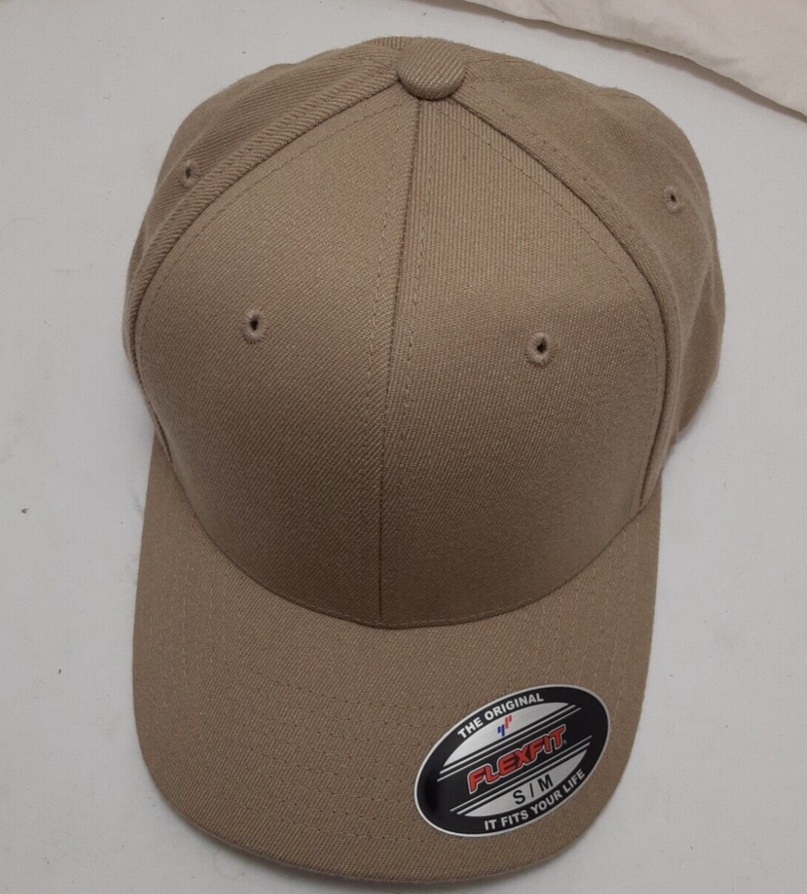 NEW Tan Khaki Otto Cap Hat Flex Size S/M Adult Fitted Flat Bill 131006