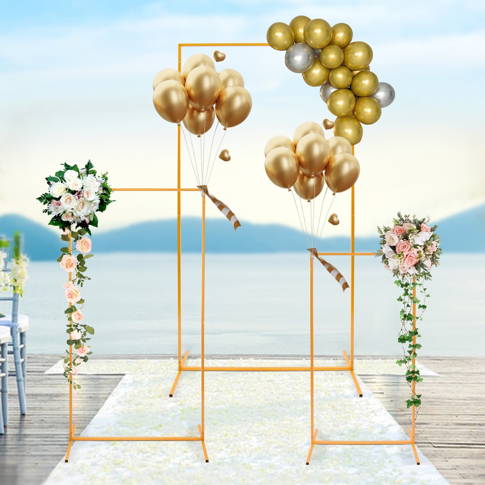 3Pcs Gold Metal Rectangular Balloon Frame Stand for Weddings & Parties  