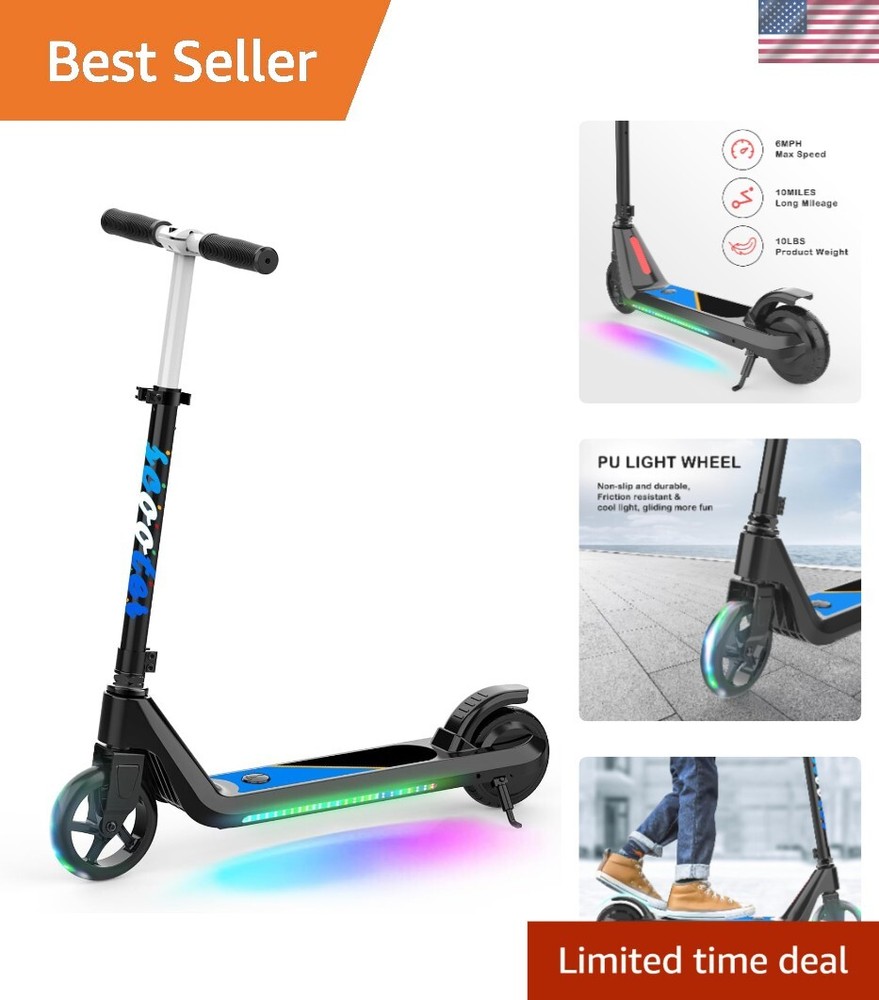 Adjustable Speed and Height Kids Electric Scooter with LED Flash Wheels for Ages 6-10