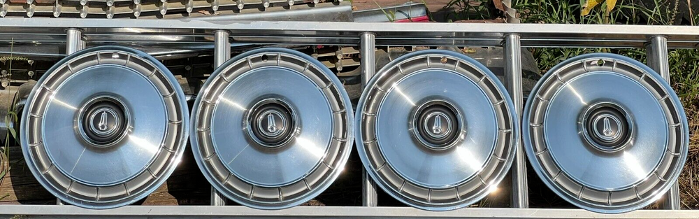 1966 1967 PLYMOUTH BARRACUDA VALIANT HUBCAPS SET OF 4 WHEEL COVER NICE