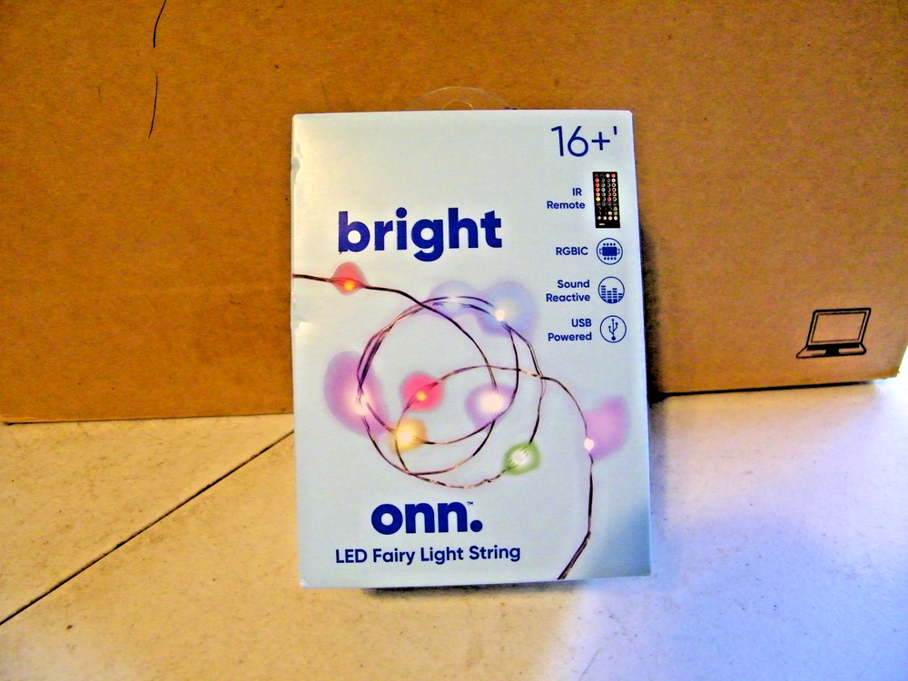 Onn LED Fairy Light String Lights 16’ IR Remote Sound Reactive USB Powered