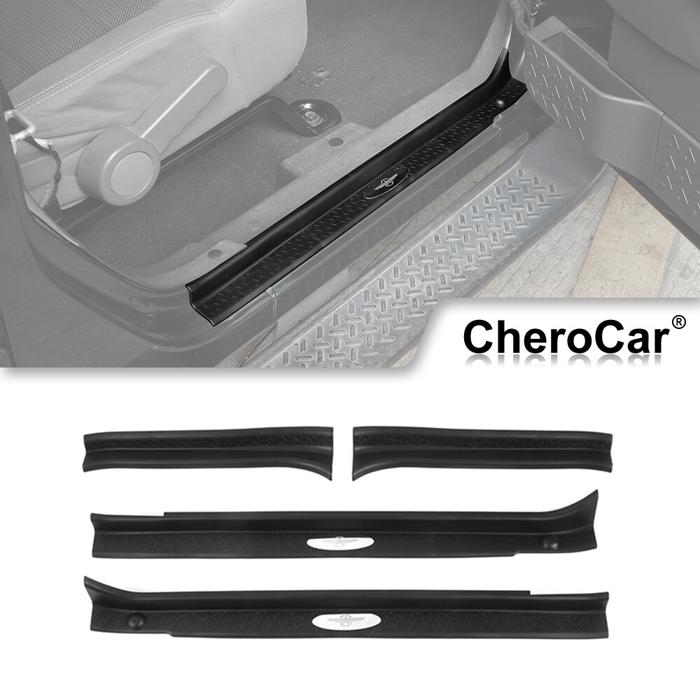 4pcs Door Sill Scuff Protector Door Entry Guard For Jeep Wrangler JK 07-17 Black