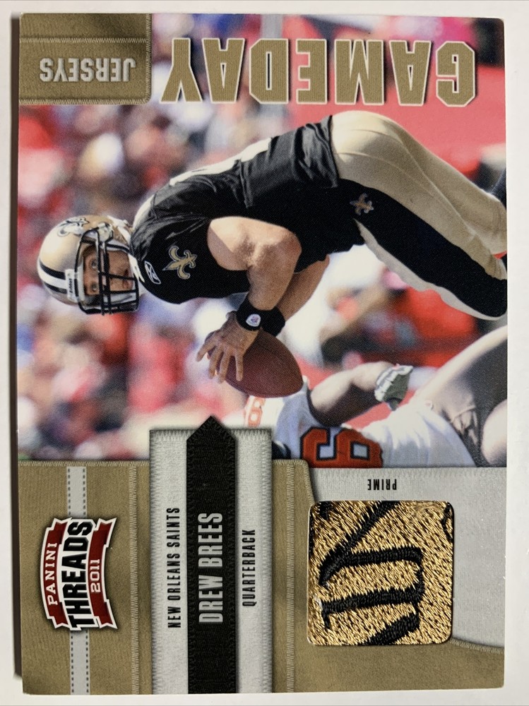 2011 Panini Threads Game Day Jerseys Drew Brees Logo Patch Jersey 30/45 Prime-image