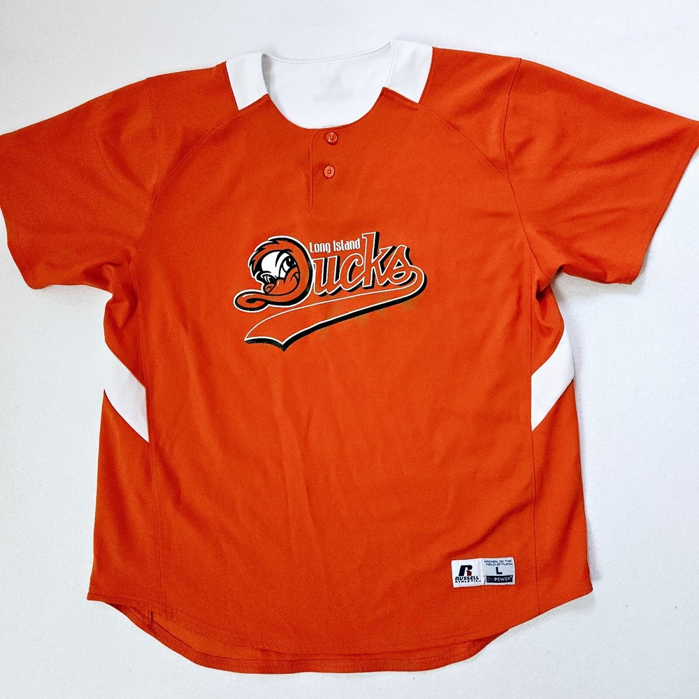 Long Island Ducks Russell Athletic Men’s Power Orange Jersey Size L #26